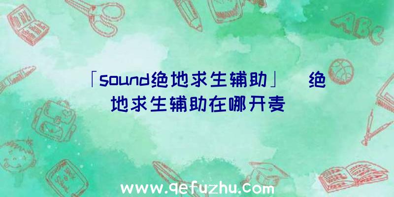 「sound绝地求生辅助」|绝地求生辅助在哪开麦